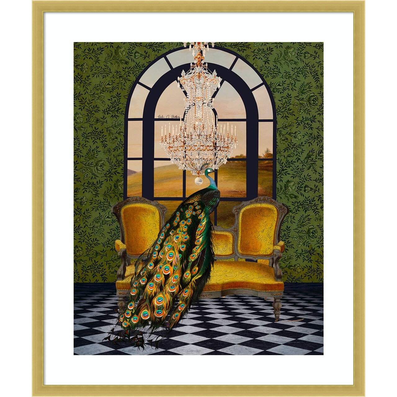 Peacock Extravaganza by Erika C. Brothers Wood Framed Wall Art Print